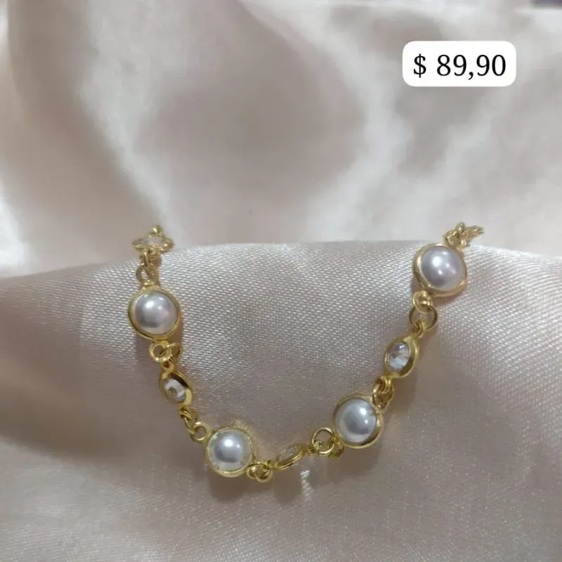 PULSEIRA VENEZIANA REGULAVEL PEROLAS E PONTO DE LUZ