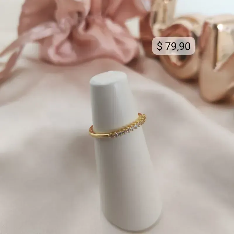 ANEL APARADOR MEIA ALIANÇA CRAVEJADO EM MICRO ZIRCONIA