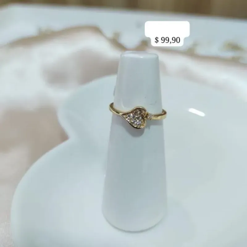 ANEL CORAÇÃO DE LADO CRAVEJADO ZIRCONIA