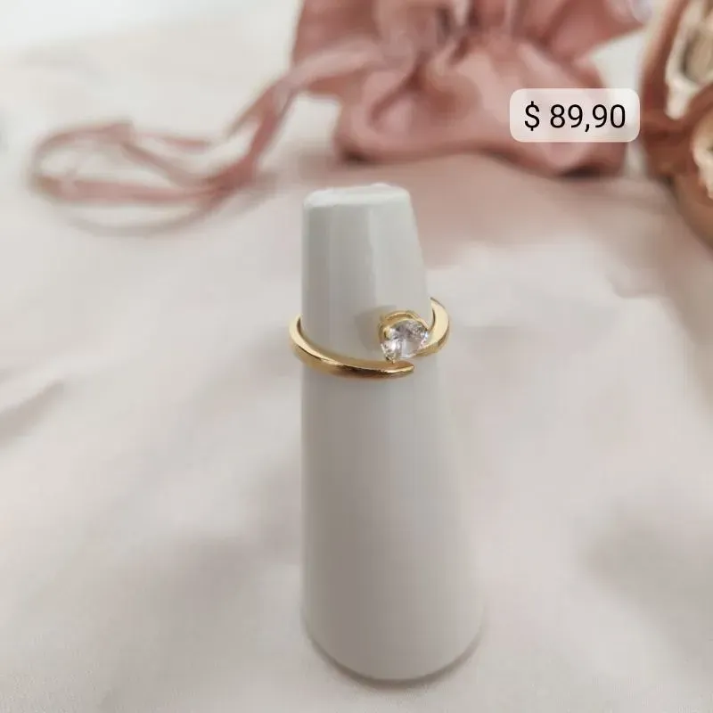 ANEL REGULAVEL COM PEDRA DE ZIRCONIA SOLITARIA