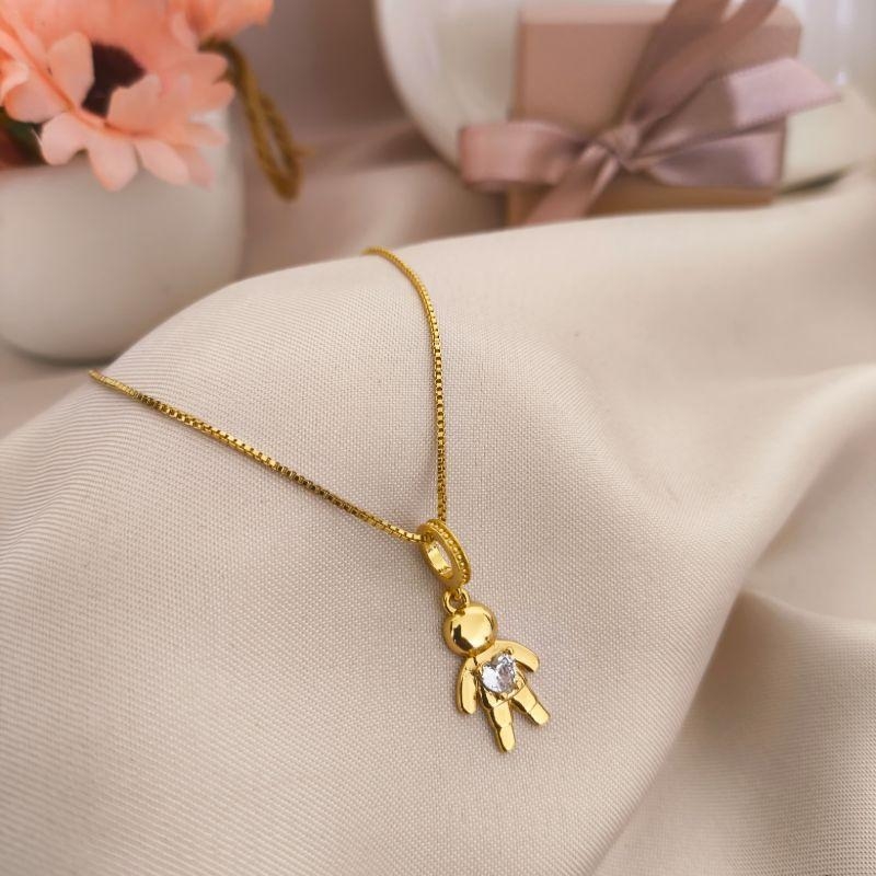 COLAR COM 1 MENINO E CORAÇÃO DO MEIO DE ZIRCONIA FILHOS