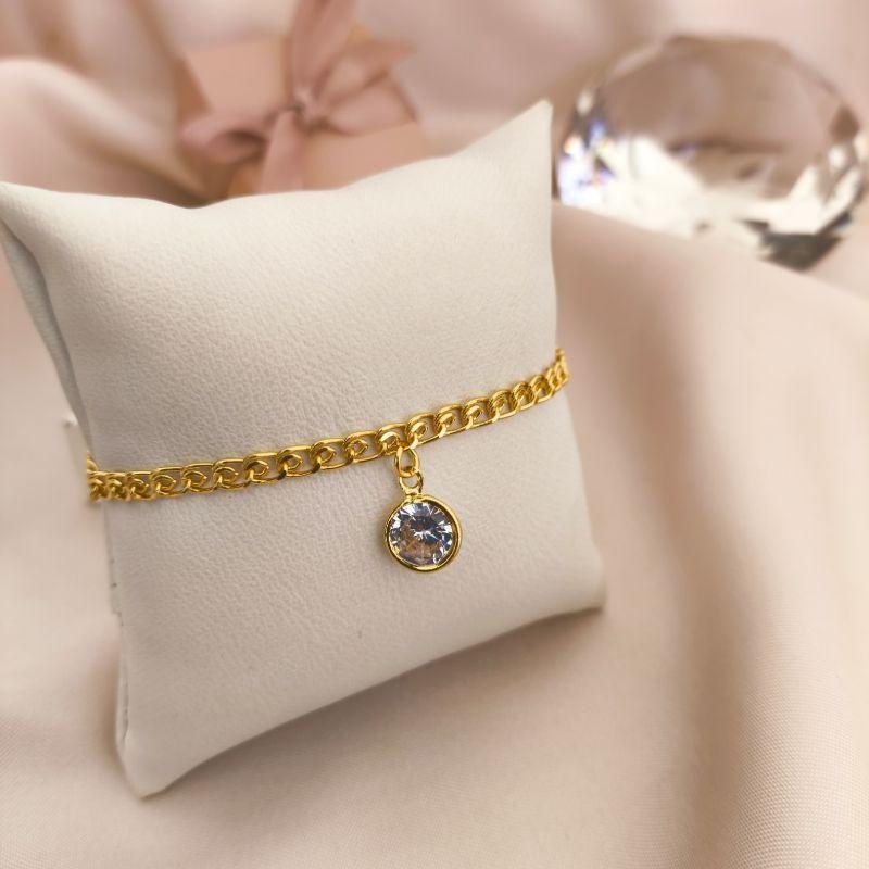 PULSEIRA ELO GROUMETE CHATADO COM PONTO DE LUZ GRANDE