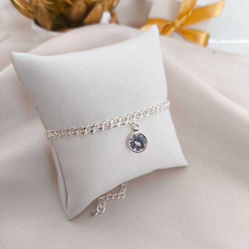 PULSEIRA ELO GROUMETE CHATADO COM PONTO DE LUZ GRANDE