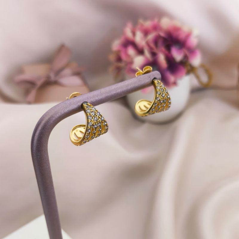 ARGOLA COM 4 FILAS DE ZIRCONIA SEPARADAS