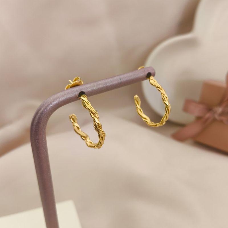 ARGOLA DUPLA LISA E TRANÇADA