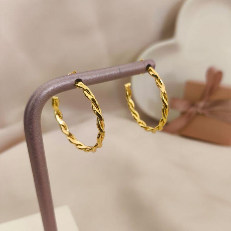 ARGOLA DUPLA TRANÇADA LISA