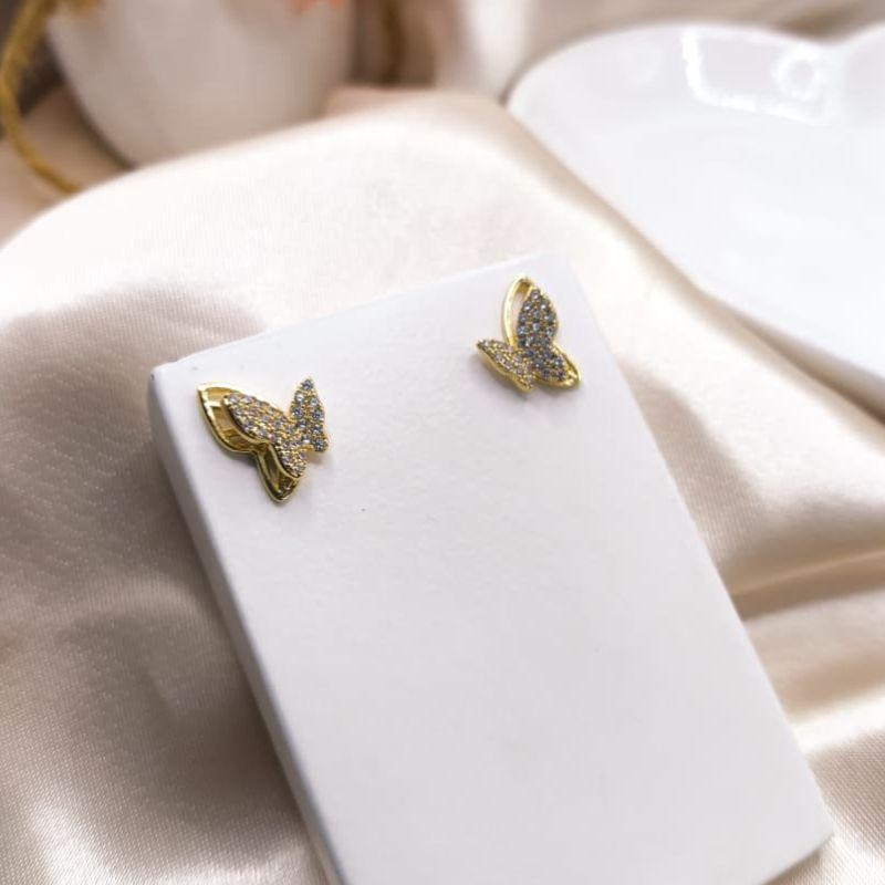 BRINCO BORBOLETA TODA CRAVEJADA EM MICRO ZIRCONIA