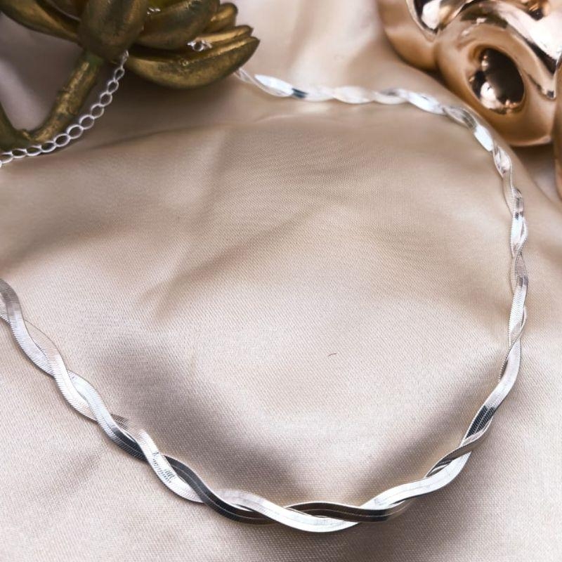 CHOKER FITA 3 MM DUPLA ENTRELAÇADAS