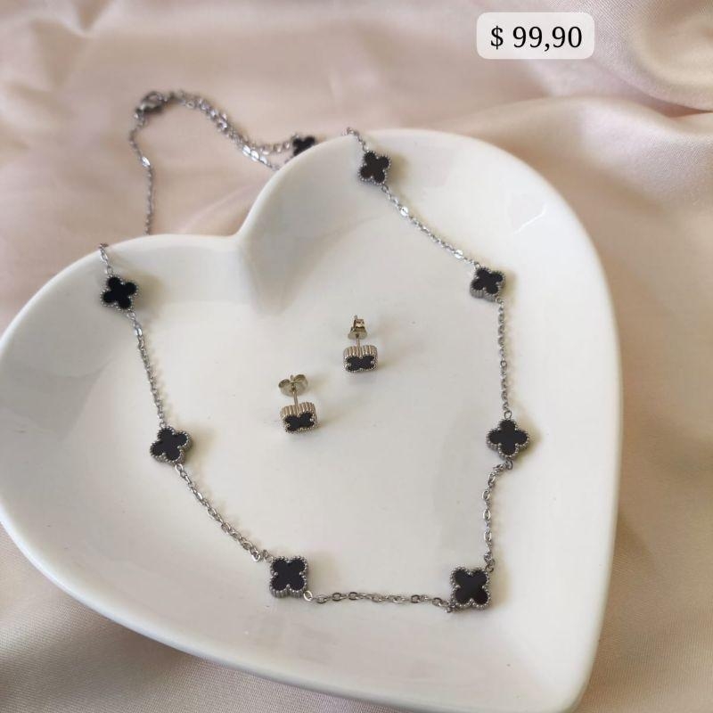 CONJUNTO EM AÇO TREVO PRETO