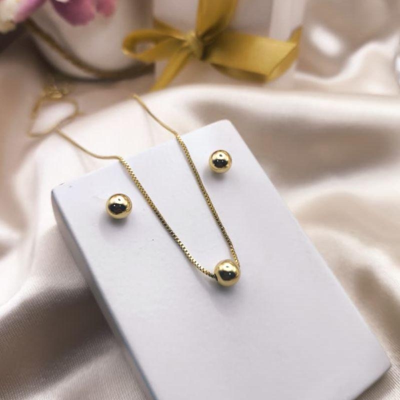 CONJUNTO ESFERA DOURADA LISA P