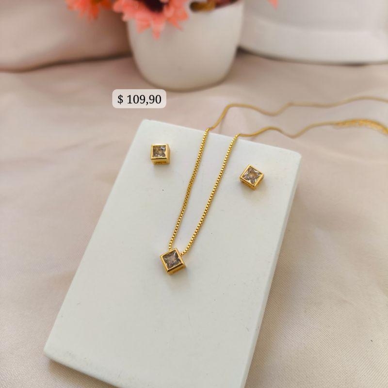 CONJUNTO PEDRA QUADRADA CAIXA FECHADA P