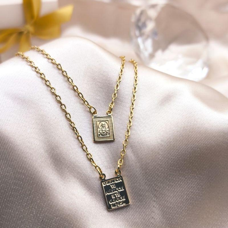 ESCAPULÁRIO CARTIER FRASE E SAGRADO CORAÇÃO DE JESUS