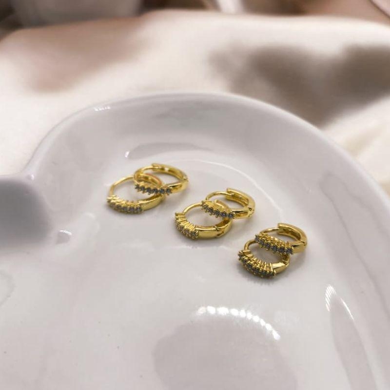 TRIO DE ARGOLA COM 1 FILA DE ZIRCONIA TAM P,M,G