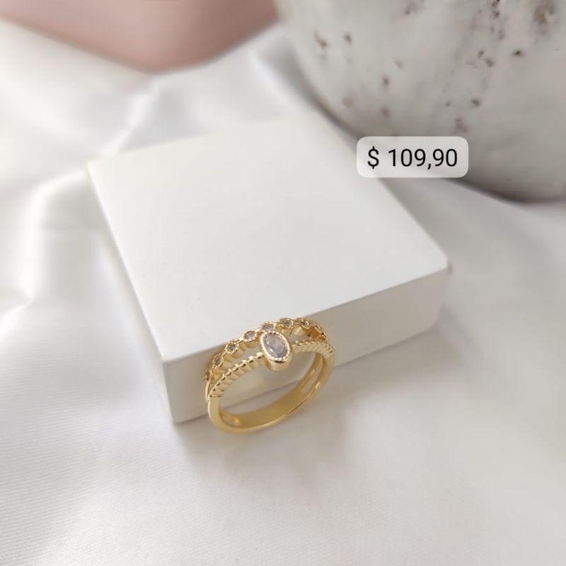 ANEL 2 EM 1 COM PEDRA ZIRCONIA OVAL