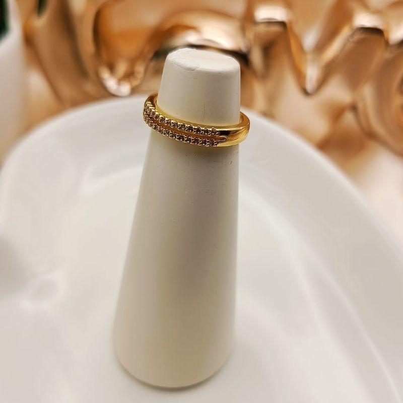 ANEL 2 EM 1 CRAVEJADO EM MICRO ZIRCONIA