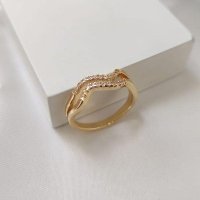 ANEL 2 EM 1 DUPLA ONDA CRAVEJADA ZIRCONIA