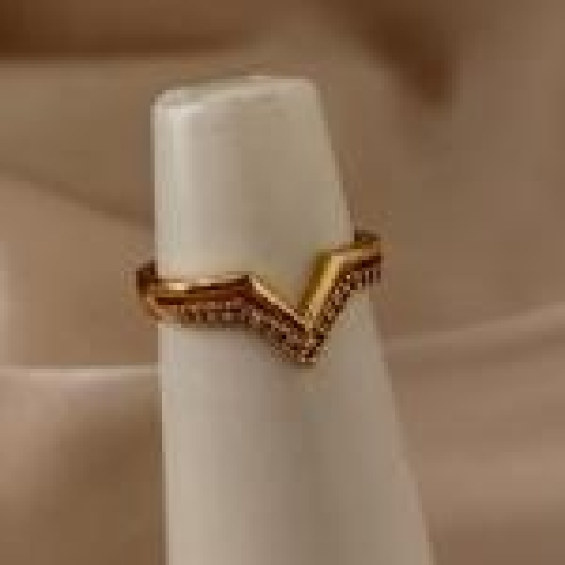 ANEL 2 EM 1 ESTILO V LISO E CRAVEJADO ZIRCONIA