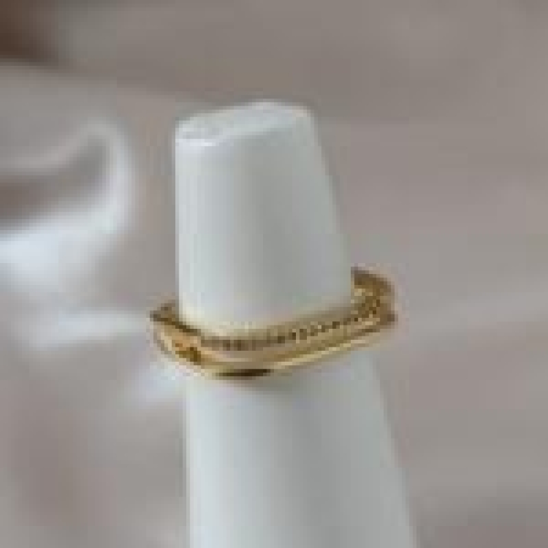 ANEL 2 EM 1 QUADRADO LISO E CRAVEJADO ZIRCONIA