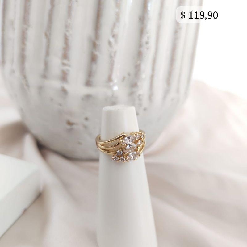 ANEL 3 EM 1 COM PEDRAS OVAIS ZIRCONIA