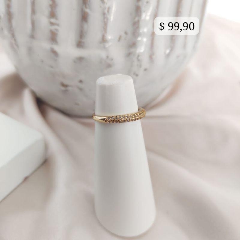 ANEL APARADOR METADE 2 FILAS DE ZIRCONIA