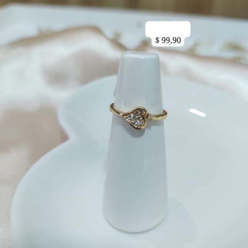 ANEL CORAÇÃO DE LADO CRAVEJADO ZIRCONIA