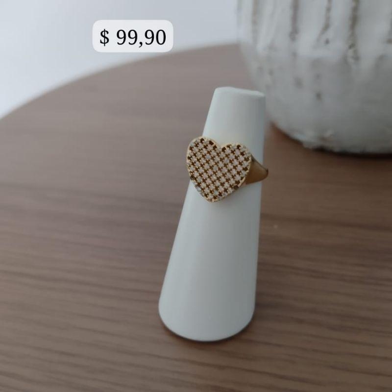 ANEL CORAÇÃO GRANDE CRAVEJADO ZIRCONIA