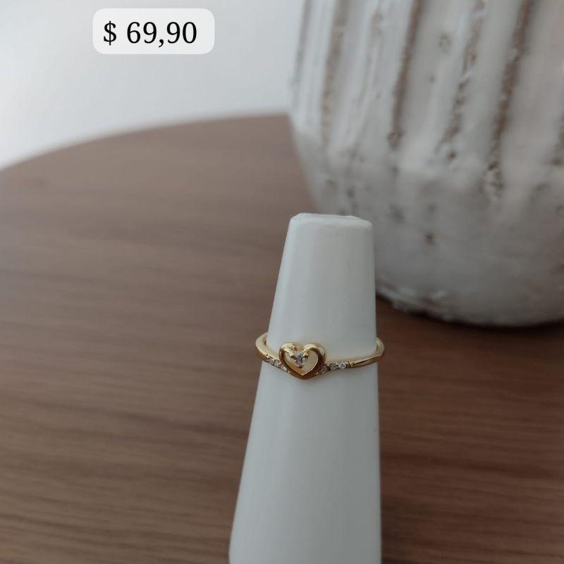 ANEL CORAÇÃO VAZADA CRAVEJADO ZIRCONIA