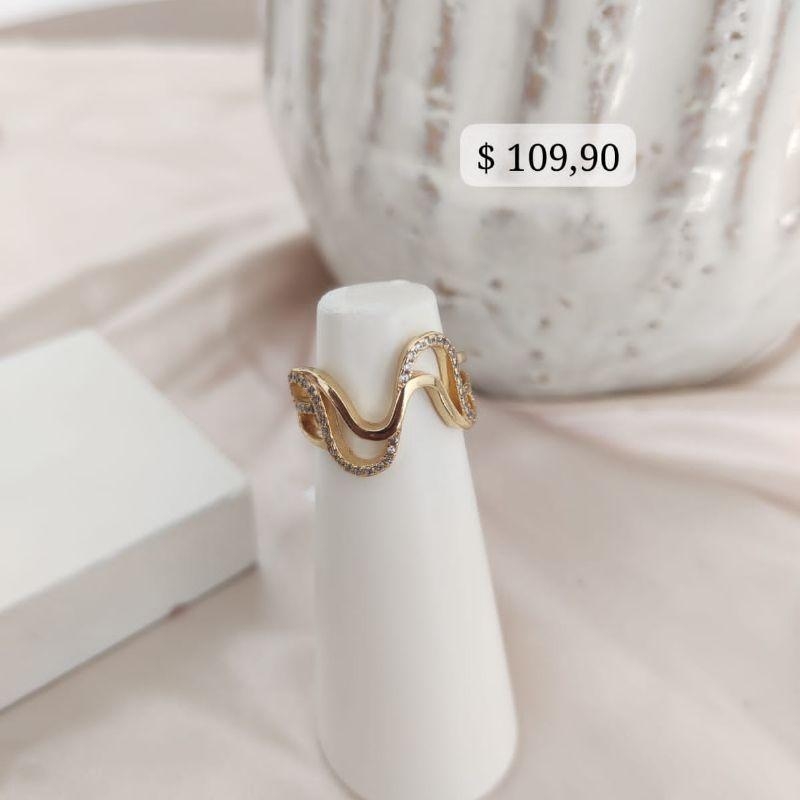 ANEL DUPLA ONDA LISA E CRAVEJADA ZIRCONIA