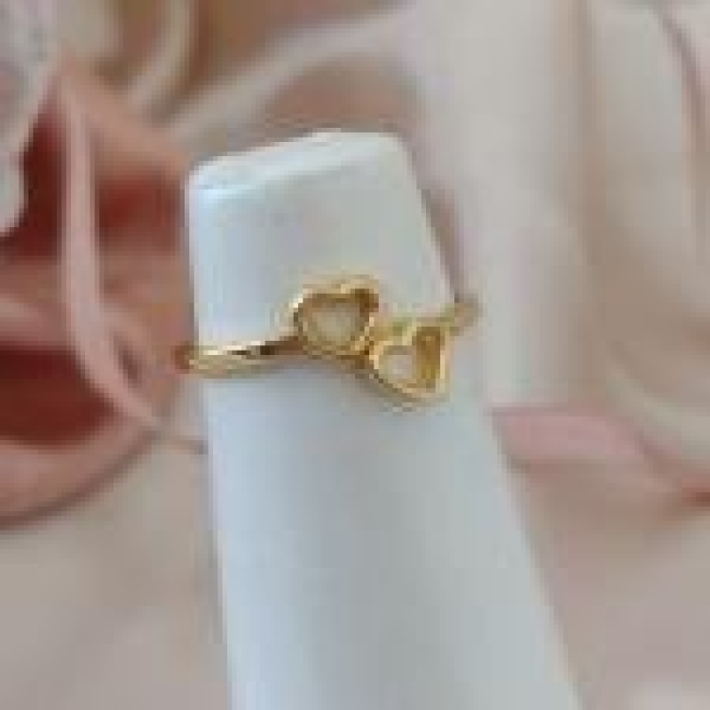 ANEL FALANGE 2 CORAÇÕES LISOS VAZADOS