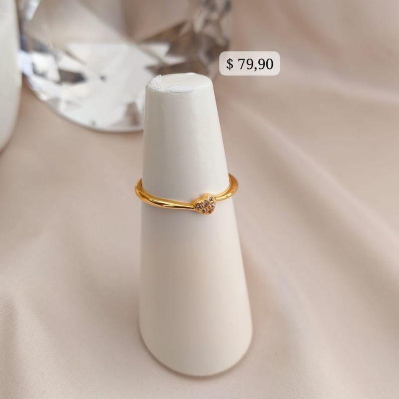 ANEL FINO COM MINI CORAÇÃO CRAVEJADO EM MICRO