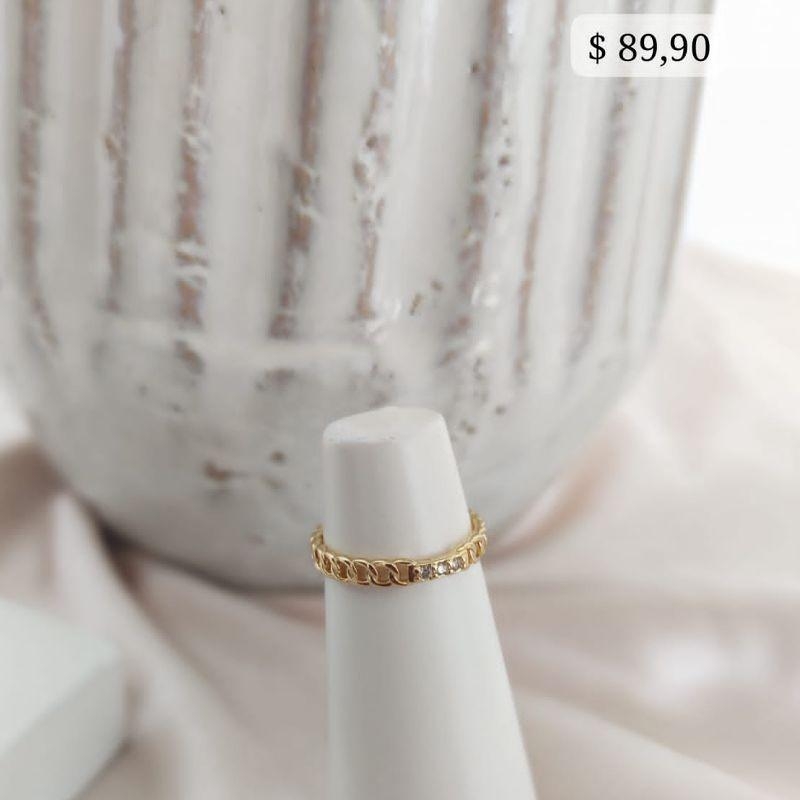 ANEL FORMA DE CORRENTE COM ZIRCONIA