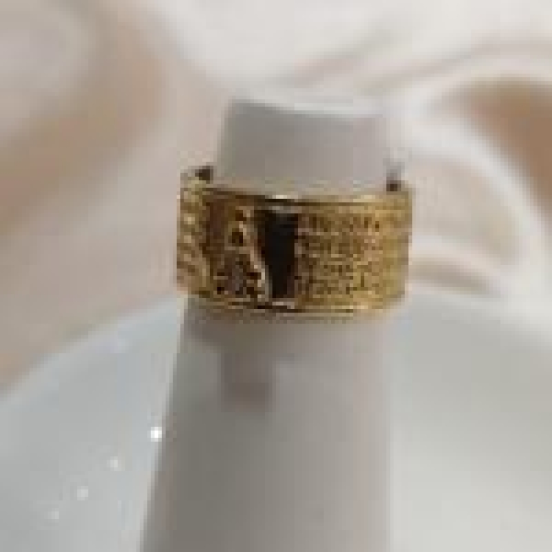 ANEL ORAÇÃO AVE MARIA ZIRCONIA AZUL