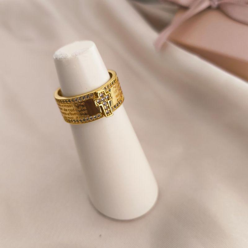 ANEL ORAÇÃO PAI NOSSO COM CRUZ ZIRCONIA