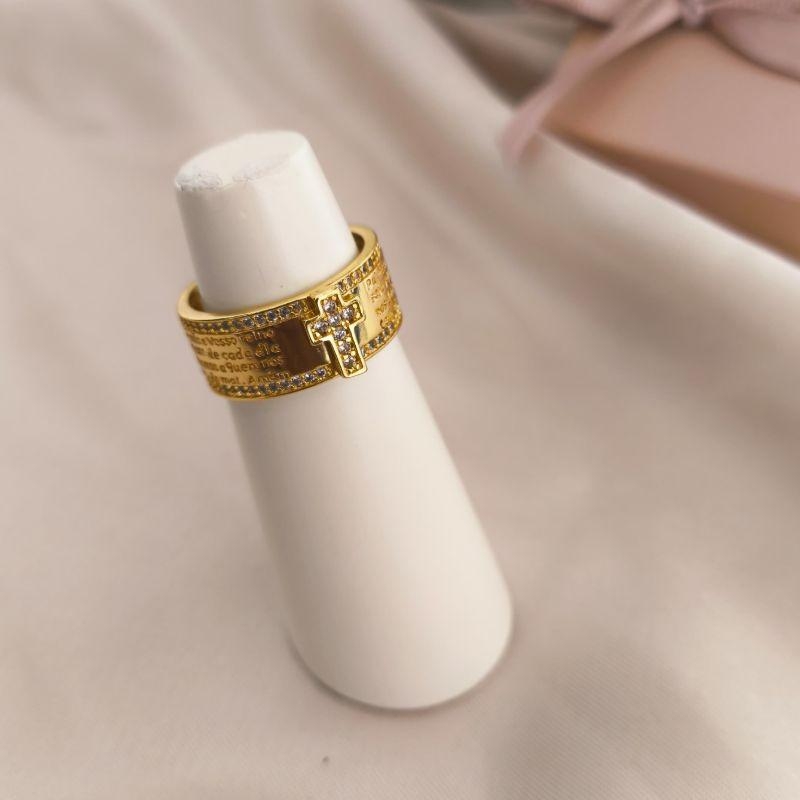 ANEL ORAÇÃO PAI NOSSO COM CRUZ ZIRCONIA