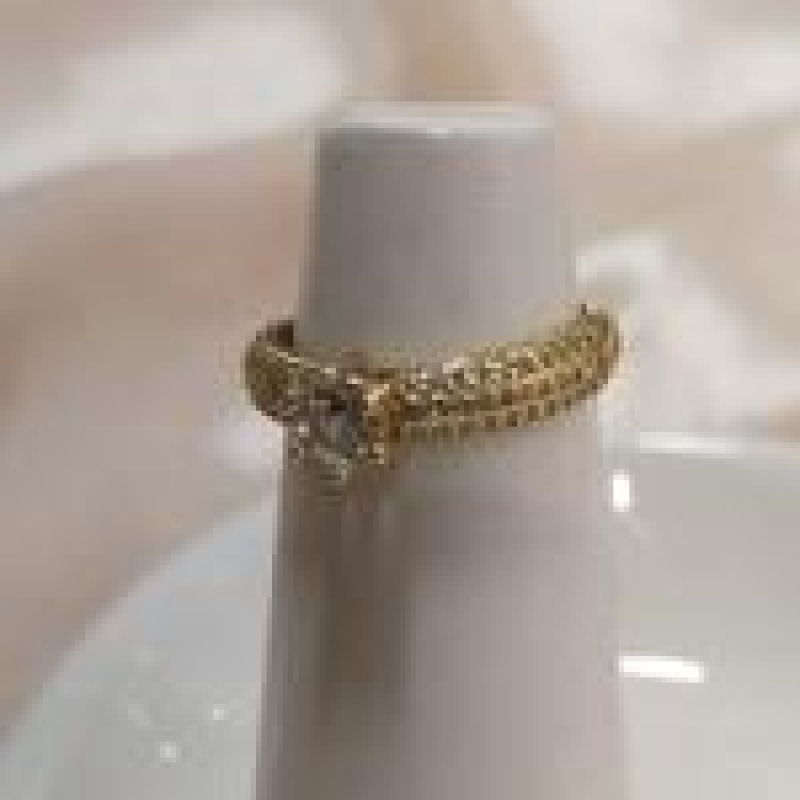 ANEL PEDRA SOLITARIA 3 FILAS CRAVEJADO 5MM