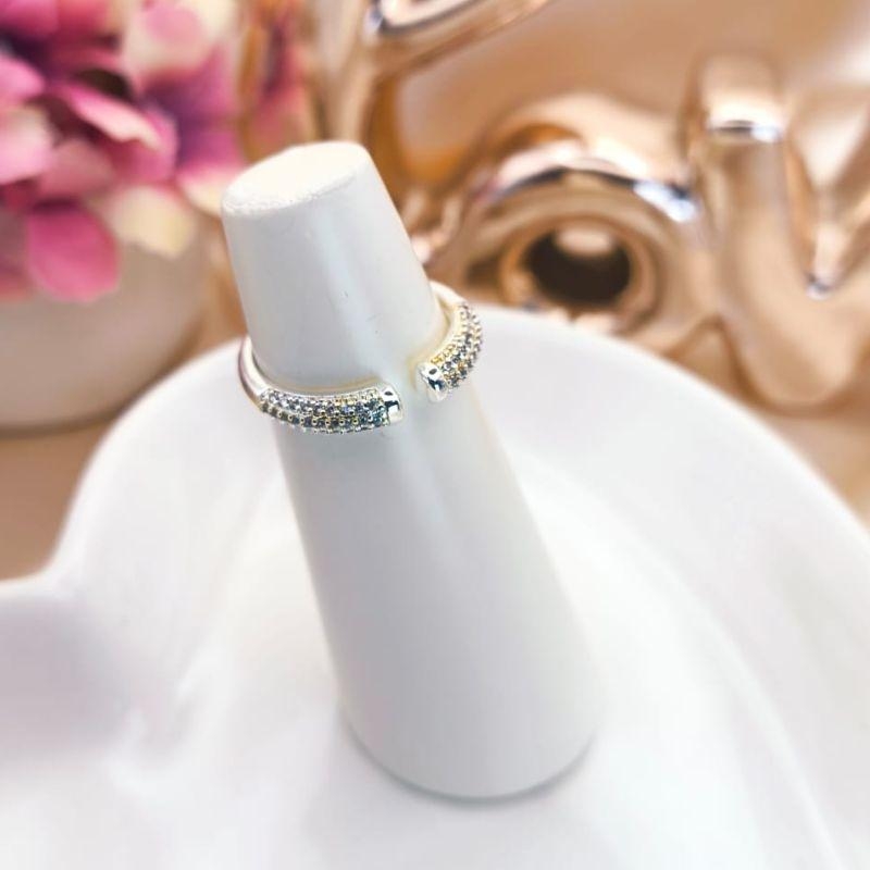 ANEL REGULAVEL COM 3 FILAS DE ZIRCONIA