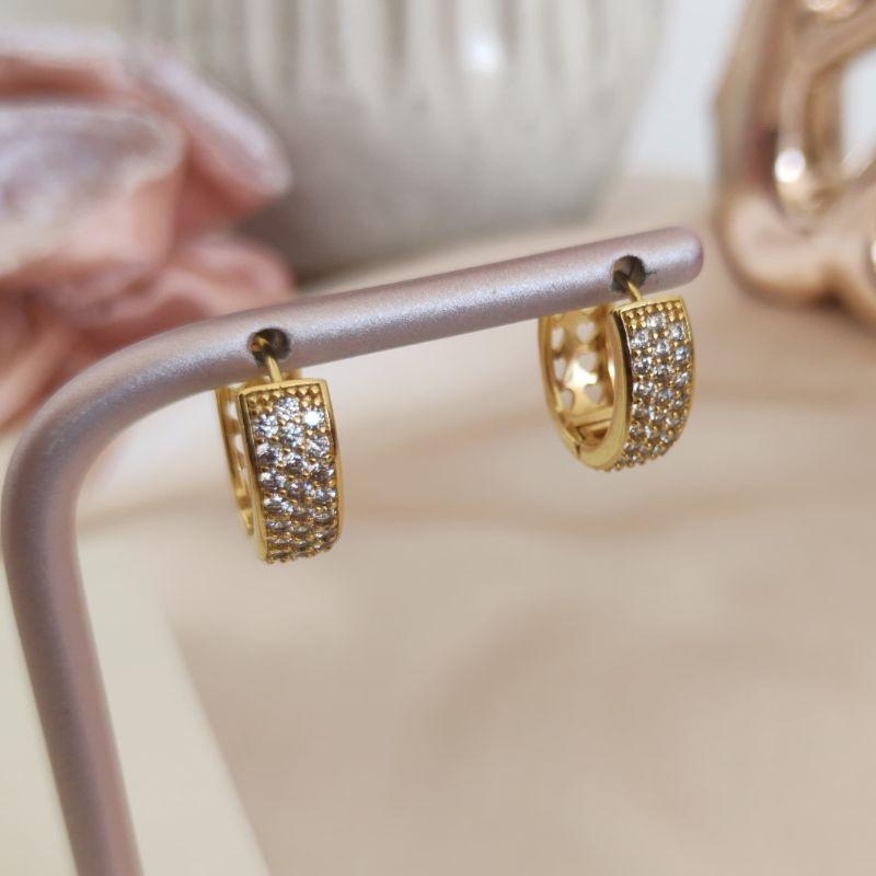 ARGOLA COM 3 FILAS DE MICRO ZIRCONIA