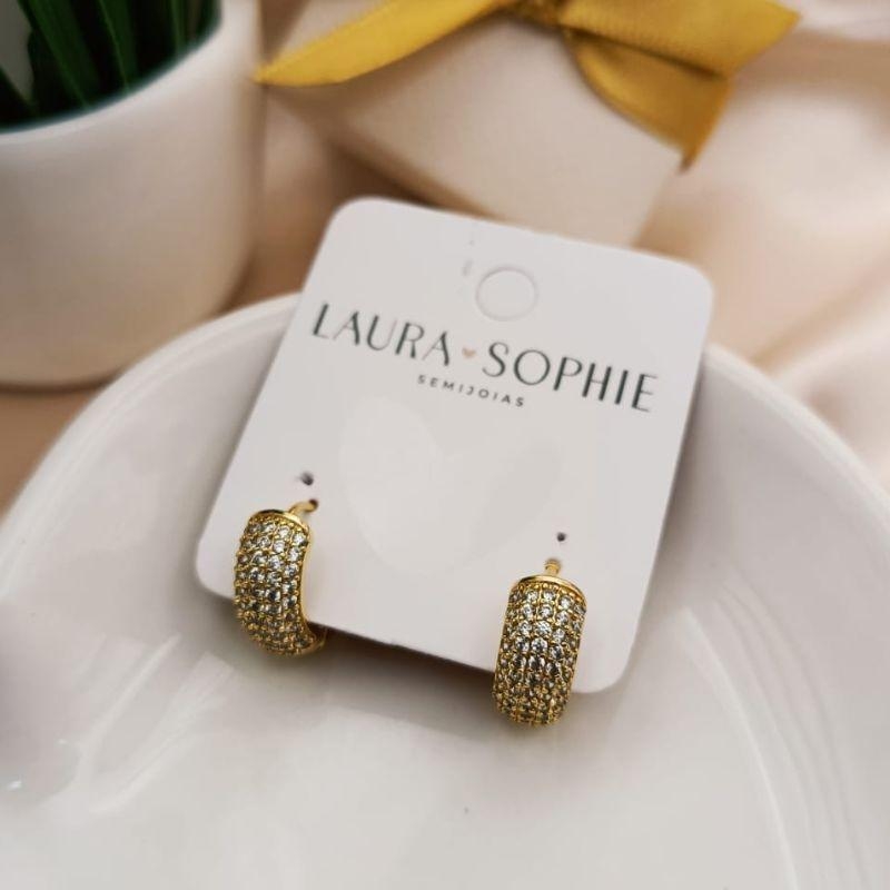 ARGOLA COM 5 FILAS CRAVEJADA EM MICRO ZIRCONIA