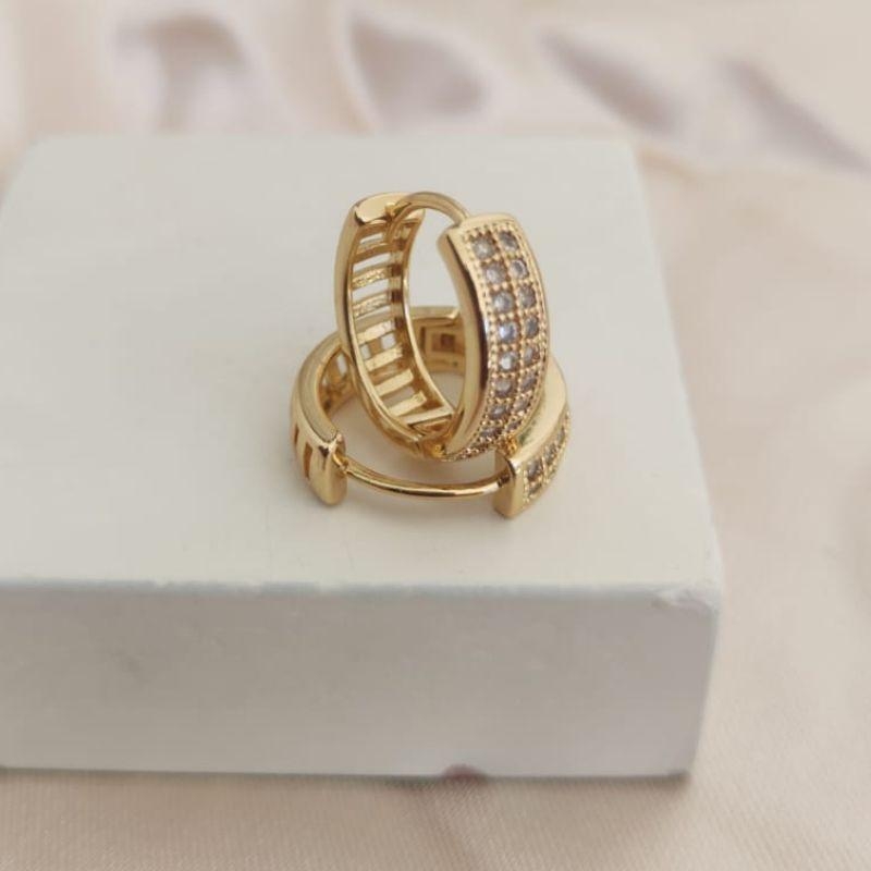 BRINCO ARGOLA COM 2 FILA DE ZIRCONIA 18mm