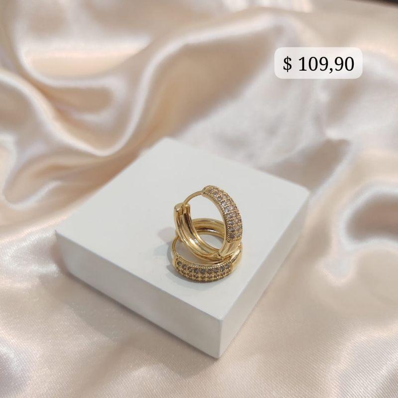 BRINCO ARGOLA COM 3 FILA DE ZIRCONIA 18MM