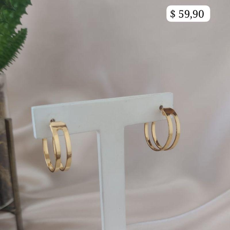 BRINCO ARGOLA DUPLA LISA CHATADA 20MM