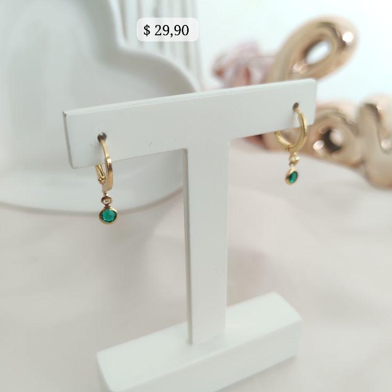 BRINCO ARTICULADOR COM PONTO DE LUZ DE ZIRCONIA VERDE P