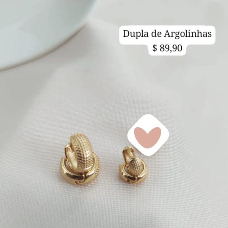 BRINCO DUPLO DE ARGOLA FOSCA NA FRENTE M,G