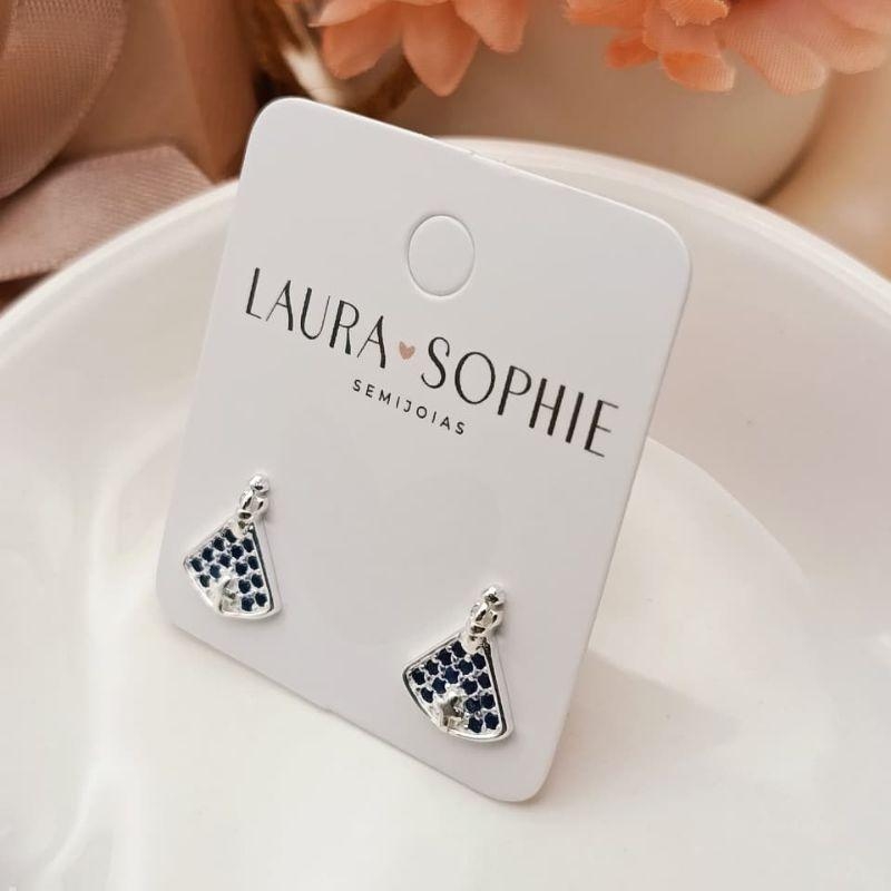 BRINCO NOSSA SENHORA COM PEDRAS EM MICRO ZIRCONIA AZUL