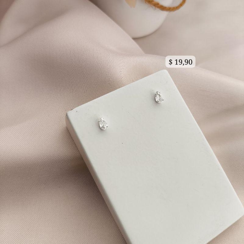 BRINCO PEDRA GOTA P ZIRCONIA B. A PRATA 925