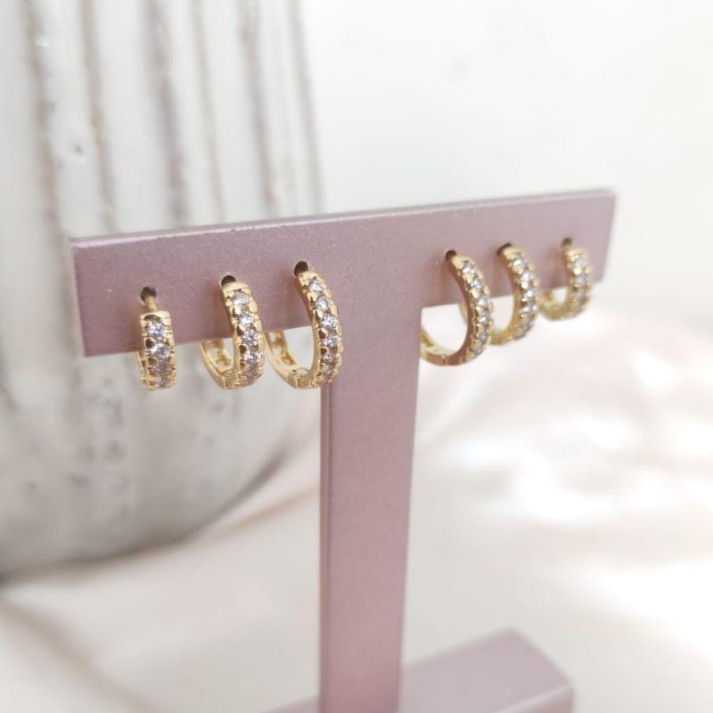 BRINCO TRIO DE ARGOLA COM 1 FILA DE ZIRCONIA