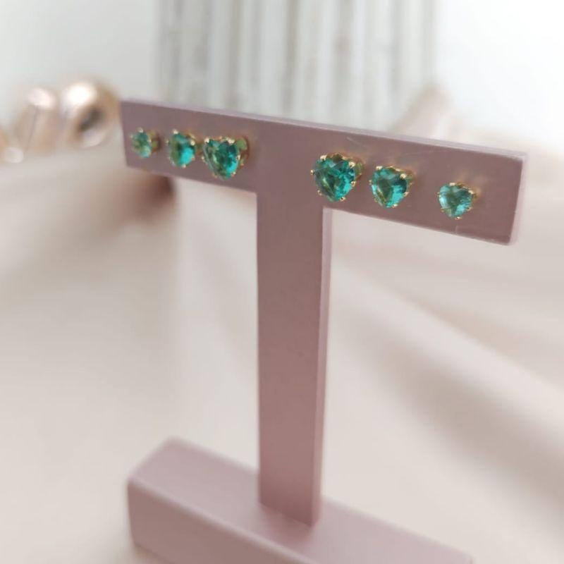 BRINCO TRIO DE CORAÇÃO VERDE CLARO