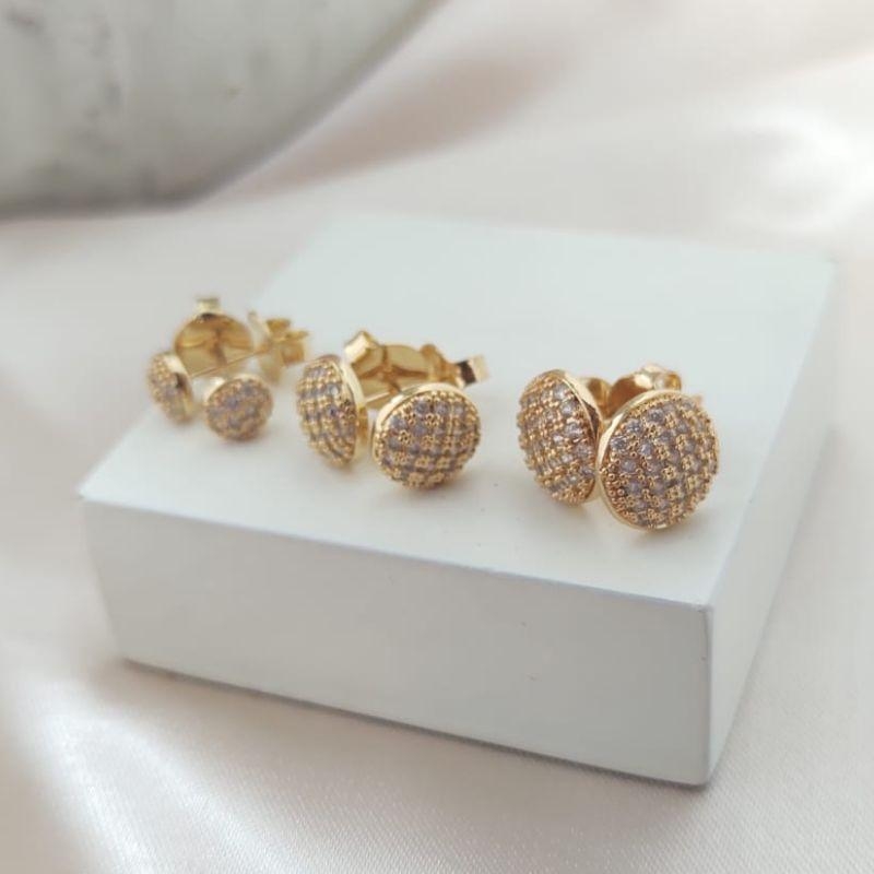 BRINCO TRIO REDONDO CRAVEJADO EM MICRO ZIRCONIA