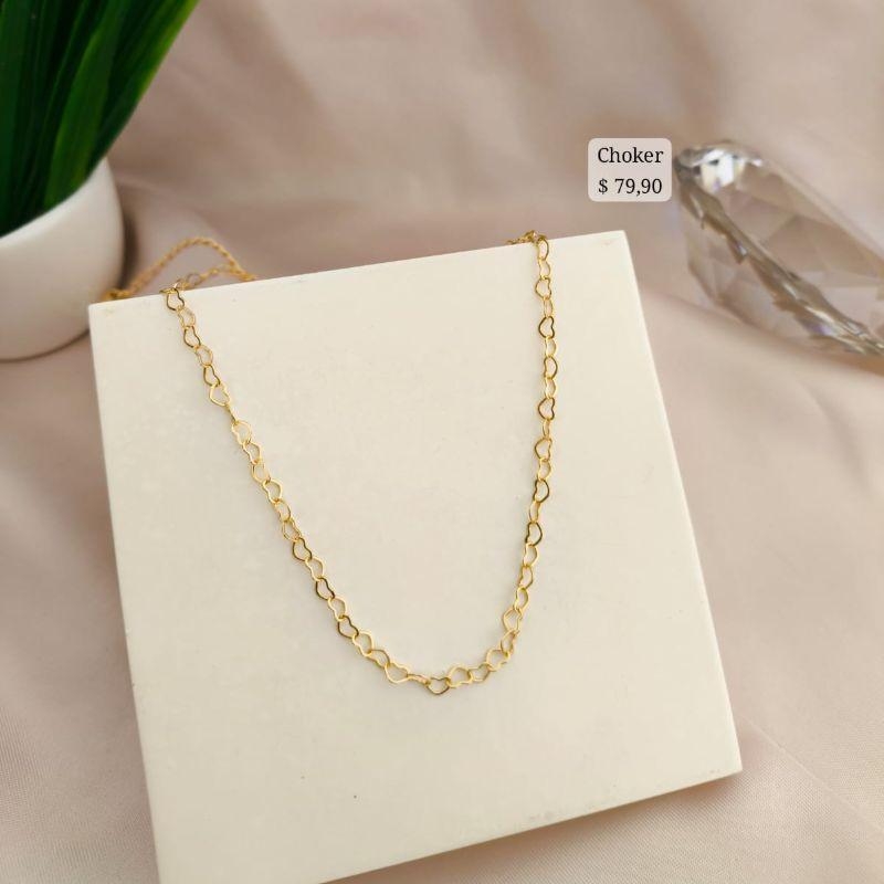 CHOKER CORAÇÃO ENTRELACADOS 5MM