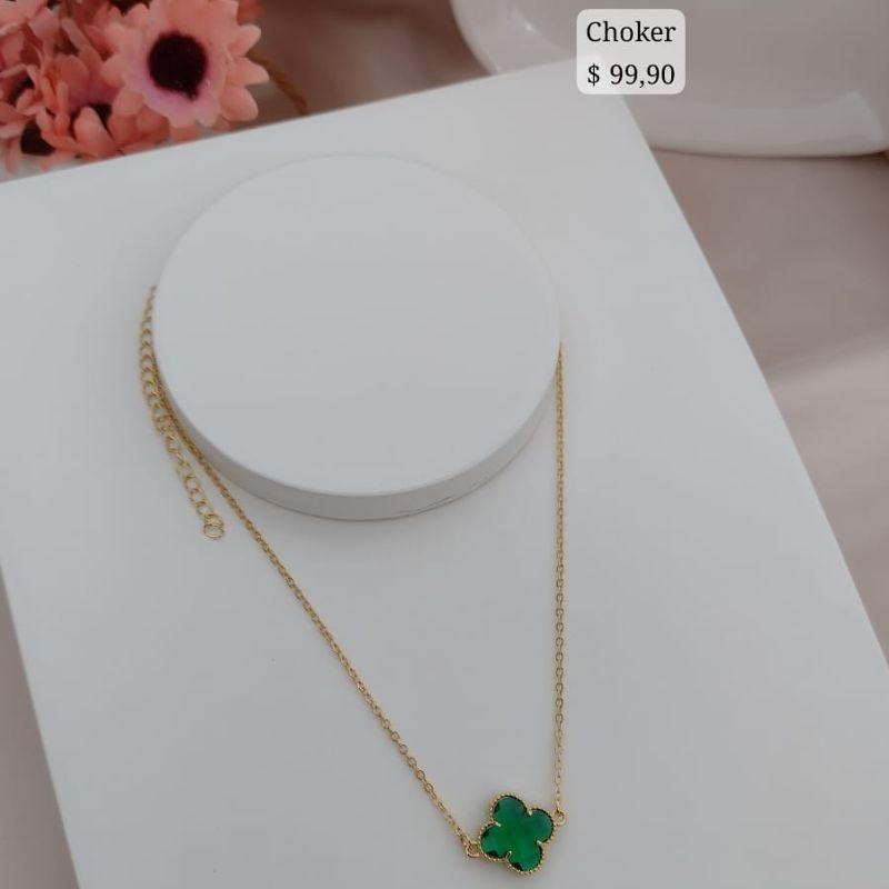 CHOKER EL ELO PORTUGUES COM TREVO VERDE